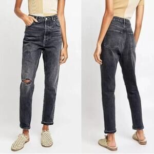 FREE PEOPLE We The Free Zuri Mom Jeans Dusty Road Distressed Gray {3H9}